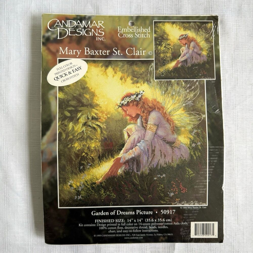 GARDEN OF DREAMS PICTURE FAIRY EMBELLISHED CROSS STITCH KIT FULL COLOR NEW
